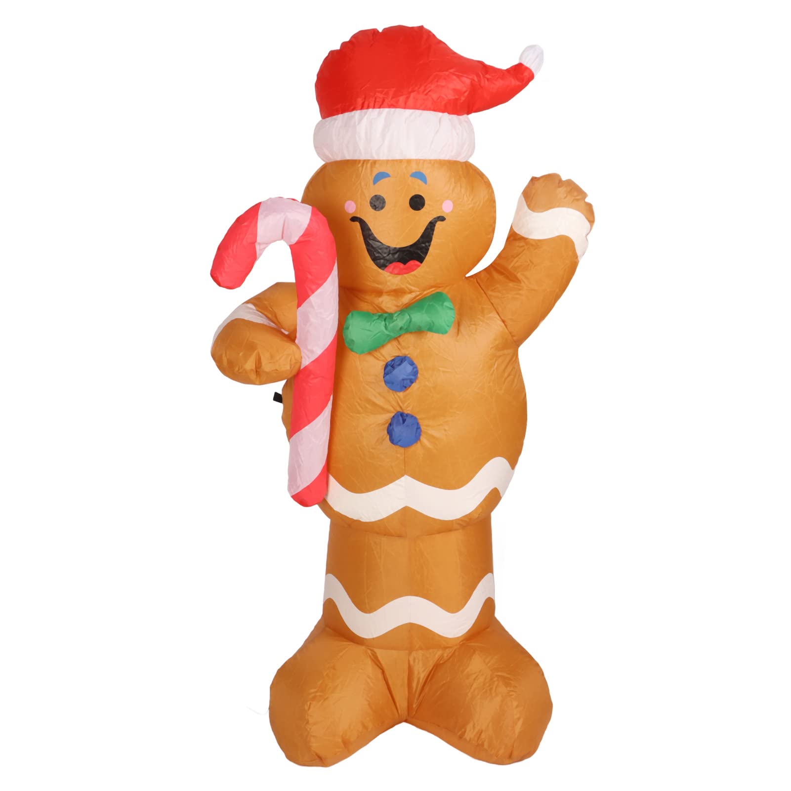 Self Inflatable Gingerbread Man, Inflatable Christmas Snowman Bright Color Smiling Windproof for Garden (UK Plug)