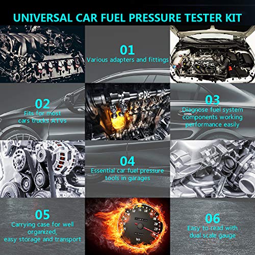 20 Pcs 0140 PSI Universal Fuel Injector Pressure Test Kit for Trucks