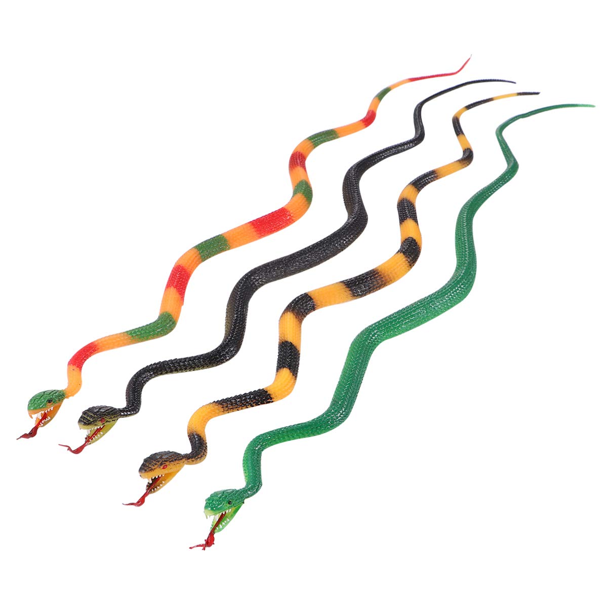 TOYANDONA 4 Pieces Realistic Snake Toy Plastic Fake Snake Prank Toy Tricky Props for Halloween Party Favors