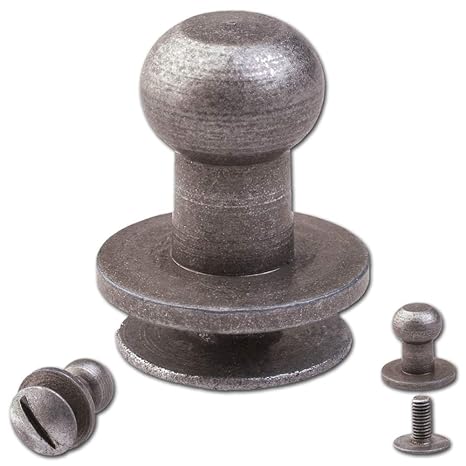 15 Knopfschraubnieten Patronentaschenverschluss Beiltaschenknöpfe Knopfnieten zum Anschrauben Pilzkopfschrauben 6MM nickel-an