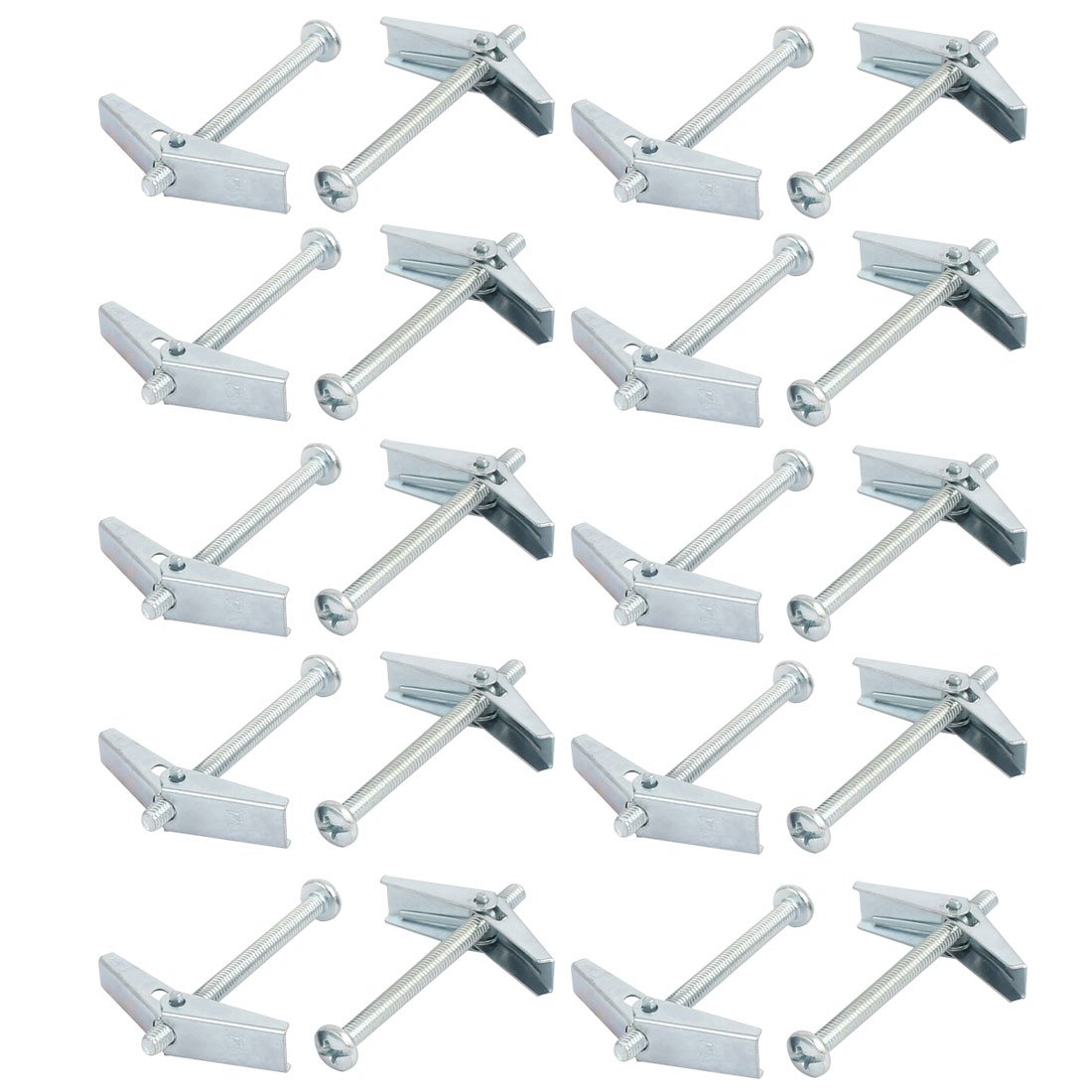 Sourcingmap M4 x 50mm Male Thread Spring Loaded Hollow Wall Round Head Toggle Bolt 20pcs