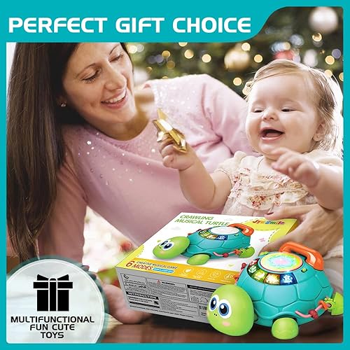 Jyusmile Baby Toys to 12 Months, Musical Turtle Crawling Infant