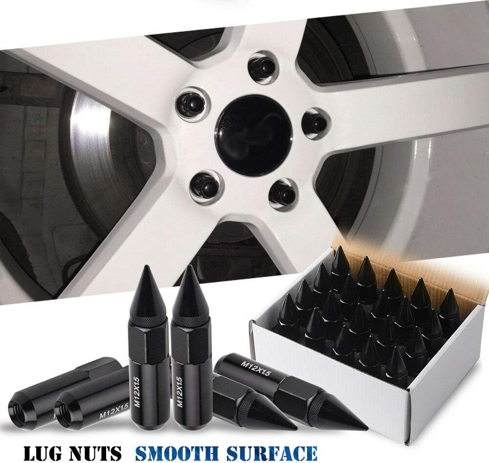 SHENGYAWAUTO 20 X Aluminum 12X1.5 Extended Spike Lug Nuts for Mazda Honda,Black: Industrial & Scientific