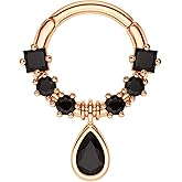 Melighting 16G Septum Jewelry Teardrop Dangle Septum Rings Women 316L Stainless Steel Clear CZ Daith Earrings Helix Earrings Cartilage Tragus Earring Piercing Jewelry for Men