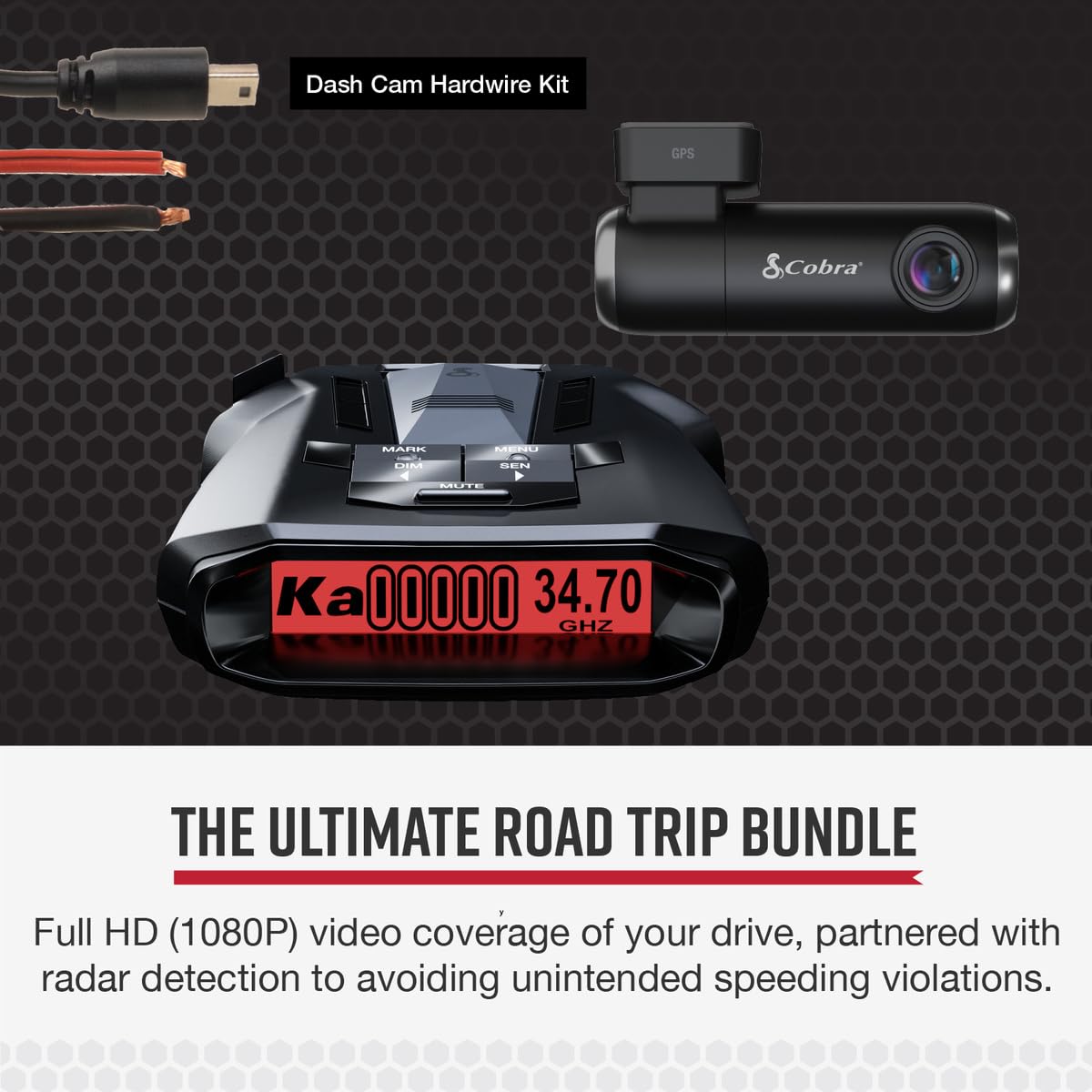 Cobra RAD 700i Laser Radar Detector & SC100 Smart Dash Cam + 2.5A Micro USB Hardwire Kit for Dash Cams: Long Range Front and Rear Detection, DSP, Full HD 1080P Resolution, Built-in WiFi & GPS