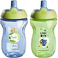 Tommee Tippee Sportee Water Bottle for Toddlers, Spill-Proof, Playful and Colorful Designs, Easy to Hold Design, 10oz, 12m+, 2 Count, Blue and Green