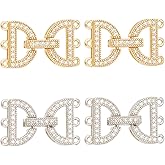 GOMAKERER 4 Pcs Necklace Enhancer Clasps, 2 Colors Brass Clear Cubic Zirconia Fold Over Clasps Bracelet Connector Clasps for DIY Bracelet Necklace Jewelry Making