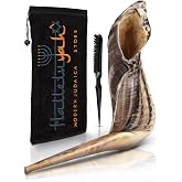 HalleluYAH KOSHER ODORLESS Ram Horn Shofar - 14"-16", Smooth Mouthpiece, Velvet Bag, Clean Brush, Shofar Guide - Made In Israel