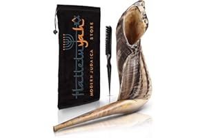 HalleluYAH Kosher Ram Horn Shofar From Israel - Odorless With Smooth Mouthpiece for Easy Blowing - Includes Velvet Bag, Clean