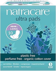 Natracare Slim Fitting Ultra Pads with Wings, Long, Made with Certified Organic Cotton, Ecologically Certified Cellulose Pulp