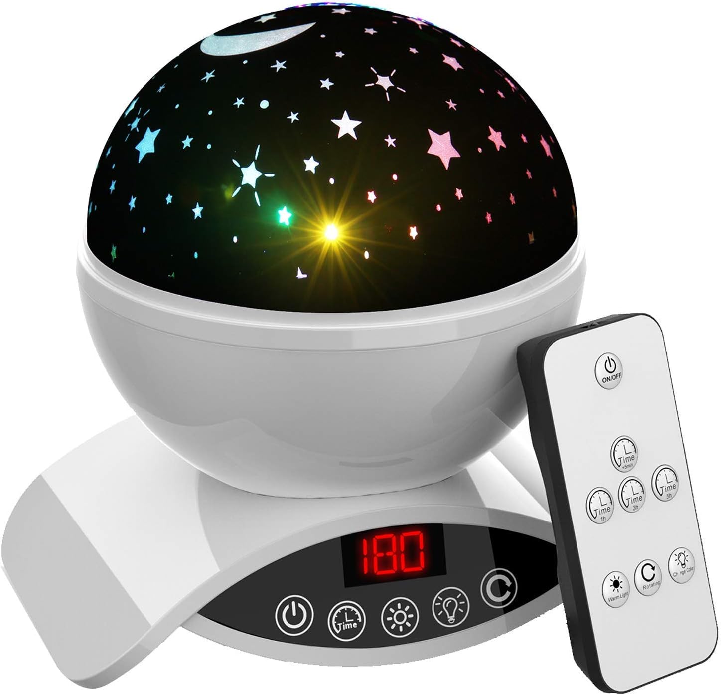 Amouhom Upgrade Star Light Projector, Remote Control Colourful Rotating Night Lamp with USB Charging, Best Gift for Kids.(White)…