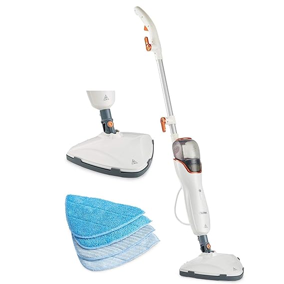 VonHaus Dampfreiniger Dampfbesen Steam Mop 1200W mit 2 abnehmbaren & waschbaren Mikrofaser-Pads – Reinigt Teppiche & Hartböde