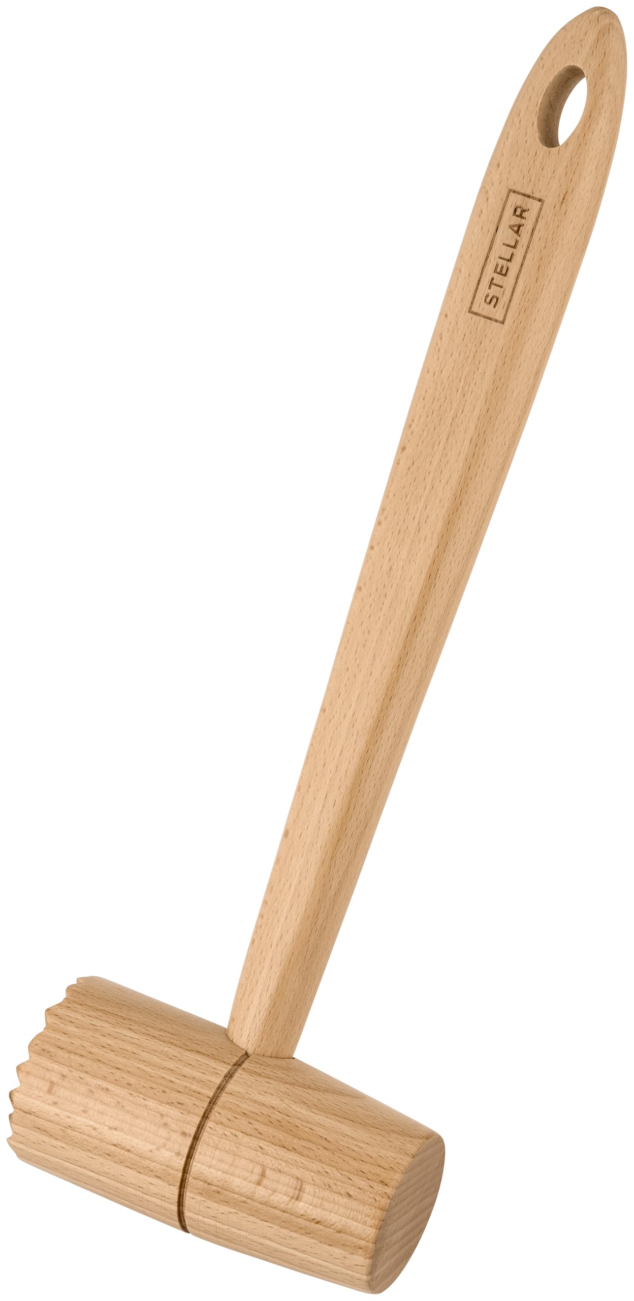 Stellar Beech Tools Meat Tenderizer, Safe for Non-Stick Pans, Solid Beech Wood