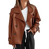 Yousify Womens Textured Faux Leather Jackets Oversized Button Down Motorcycle Clothes Casual Fall Trendy Coat Outerwear