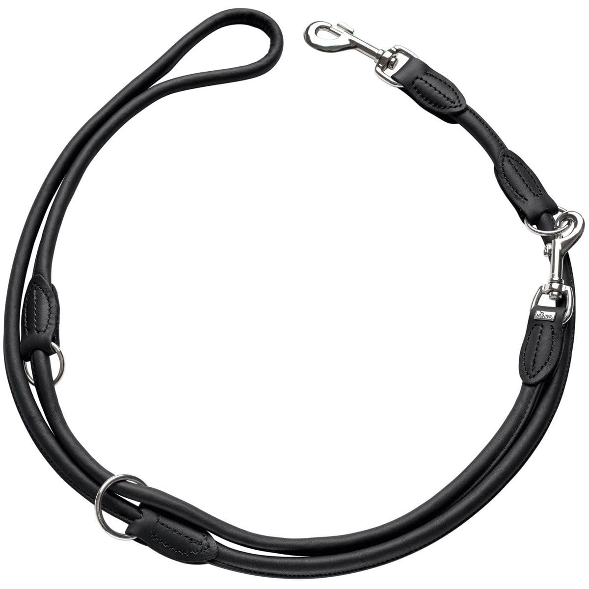 HUNTER Round and Soft Nickel Training Lead Rope, 10 cm x 200 mm, Large, Nappa Black