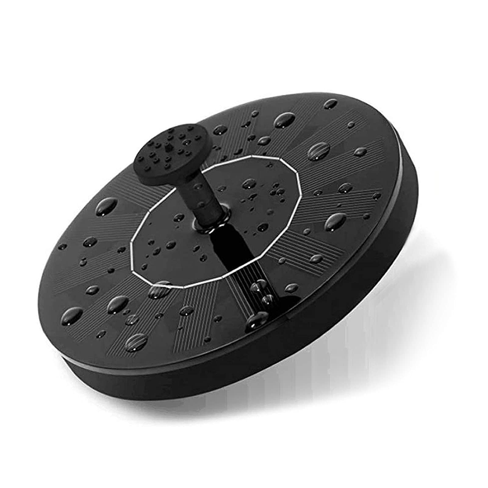 Zanfee Solar Fountain Pump, 2021 Upgraded 1.4W Solar Water Fountain with 6 Nozzles, Black Plastic Solar Powered Fountain for Garden Decoration