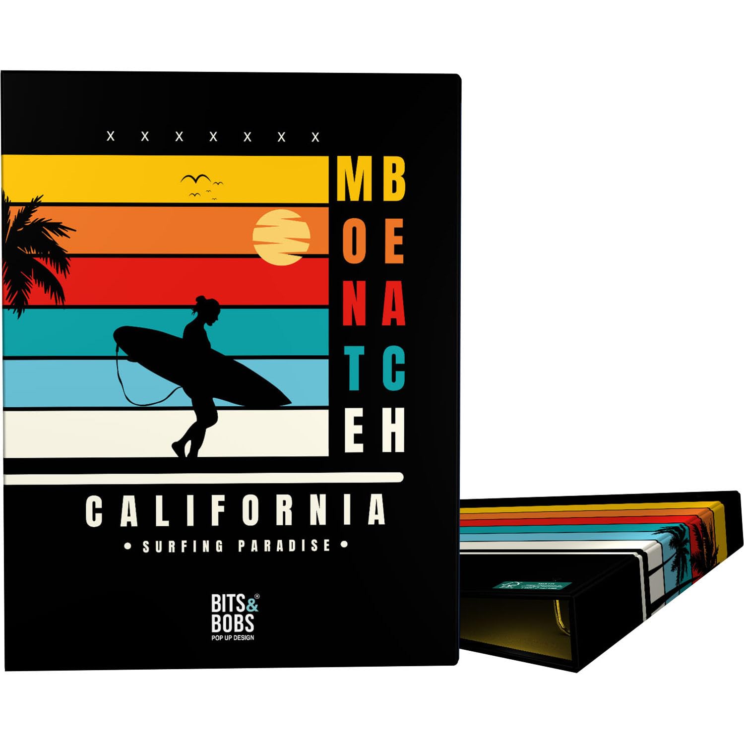 Grafoplás | A5 Ring Binder | 4 Round Rings 20mm | Soft Laminated | Bits&Bobs Pop Up Design, California | Perfect for Fourth Documents | FSC Certified