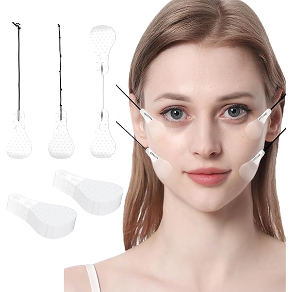 Amazon.com: Cintas de estiramiento facial, adhesivo invisible con cuerda  fija, parches de levantamiento instantáneo de arrugas para cuello cinta de  ojos para cara de línea V (8 bandas elásticas, 20 cintas de :