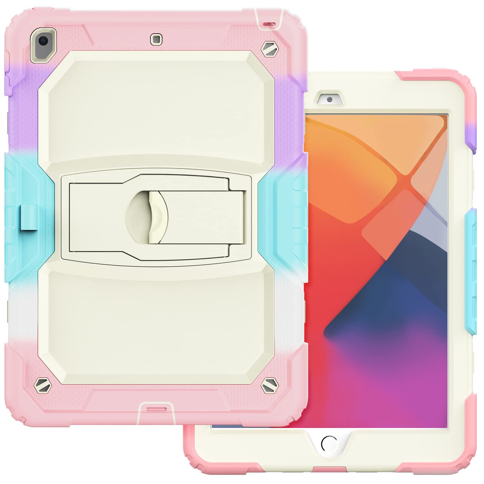 IPad 6/Air2 Case with Support, Durable, Hybrid, Blow Resistant, Three Layers, Silicone Protective Case for Children's Tablet (Matcha Green)