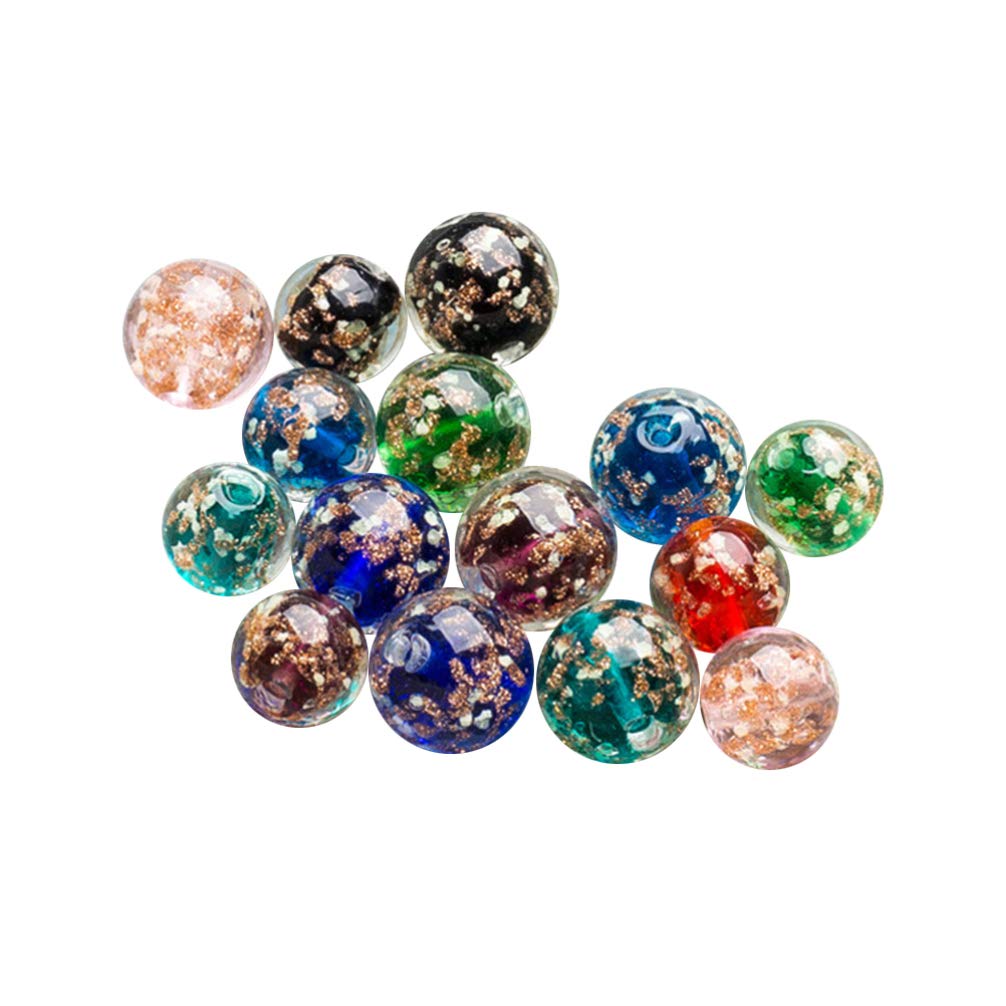 SUPVOX 20 Pcs 12Mm Fluorescent Round Glass Beads Big Hole Charms Mixed Colors for DIY Jewelry Making Bracelets Necklaces