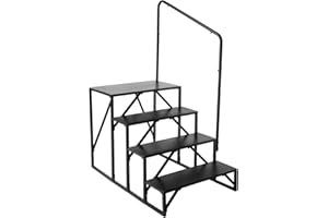 VEVOR RV Steps, 4-Step RV Stairs, 440 LBS Load Capacity, Thickened Carbon Steel, with Handrail, Non-Slip Steps for Safe Entry