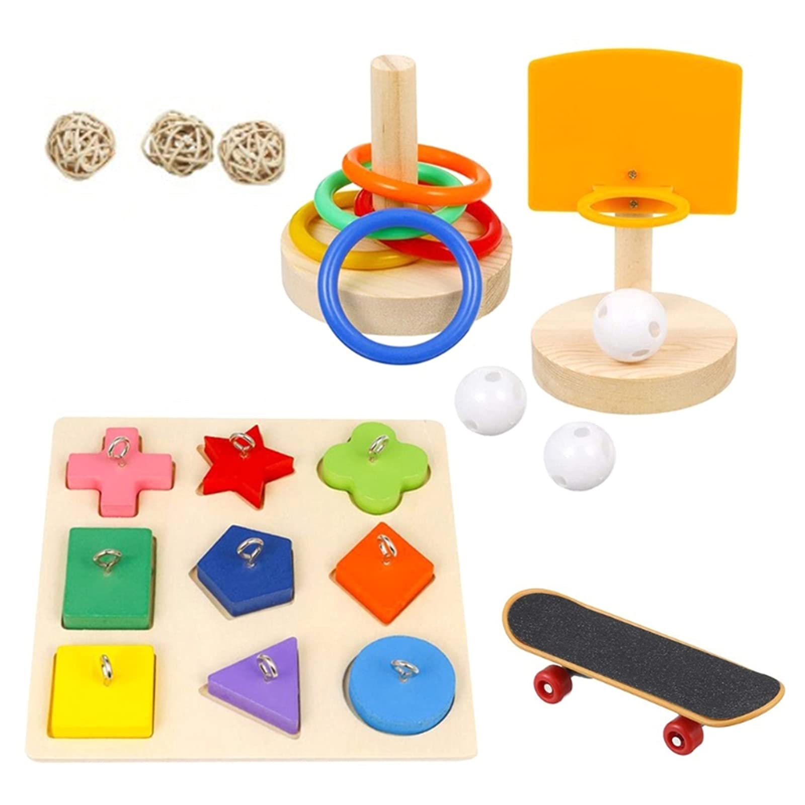 CHSEEO 4 Pack Parrot Toys, Parrot Puzzle Toys Parrot Playing Standing Training Interactive Toys Bird Hanging Chewing Toys to Keep Healthy, Suitable for Budgie, Macaws, Parrots, Love Birds