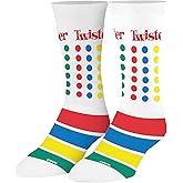 Cool Socks, Men's Funny Graphic Novelty Sock, Hasbro Twister Game, Adult Large 8-12