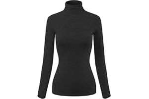 MixMatchy Women's Basic Long Sleeve Turtle Neck Slim Fit Top Shirt