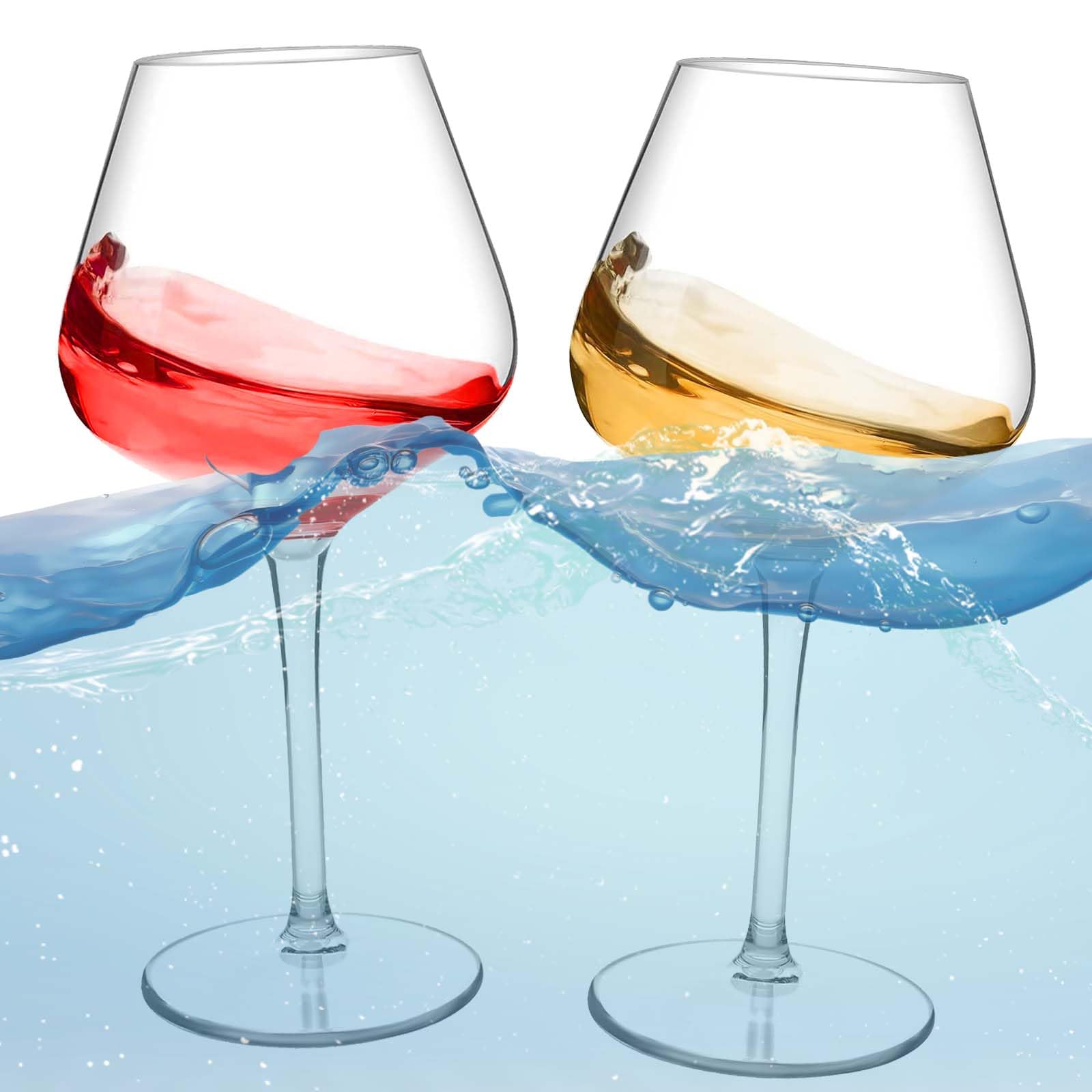 alouweekuky Set of 2 Floating Tritan Wine Glasses, 530ml, Plastic, Shatterproof, Champagne Glasses, Floating Swimming Pool Plastic Wine Glass