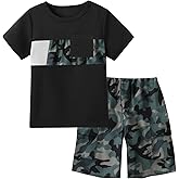 Hevemexy Boys Summer Outfits Short Sleeve T-shirt and Shorts Set 2PCS Boy Clothes Size 6-16 Years