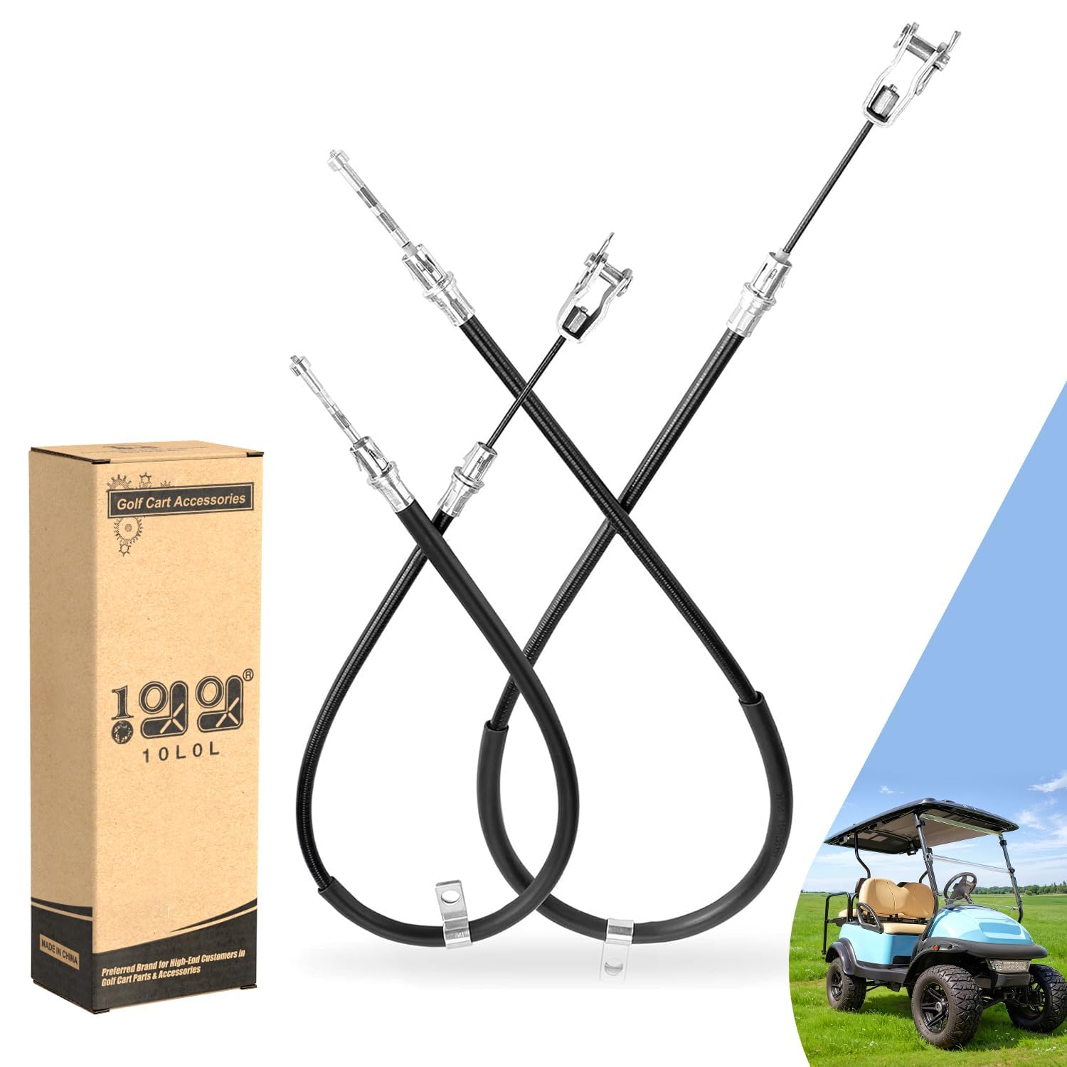 10L0L Golf Buggy Brake Cable Set for Club Car Precedent 2004-up and Tempo 2018-up, Driver and Passenger Side, Replace OEM 102557501 102557502 103528701 103528702
