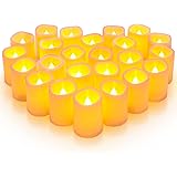Homemory 24Pack Flickering Flameless Votive Candles, 200+Hour Long Lasting Electric Fake Candles, Battery Operated LED Tealig