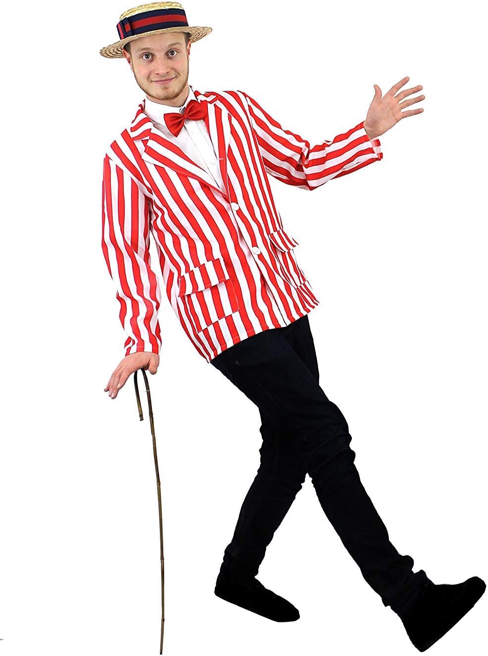 Mens Barbershop Blazer Costume, Small, Red and White Striped Jacket