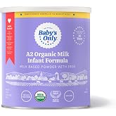 Baby's Only A2 Organic Milk Infant Formula, A2 Milk Based Powder, Organic Baby Formula with A2 Beta-Casein Protein, Iron, Vitamin E, Vitamin D, Easy to Digest, Newborn to 12 Months Old, 21 oz, 1 Pack