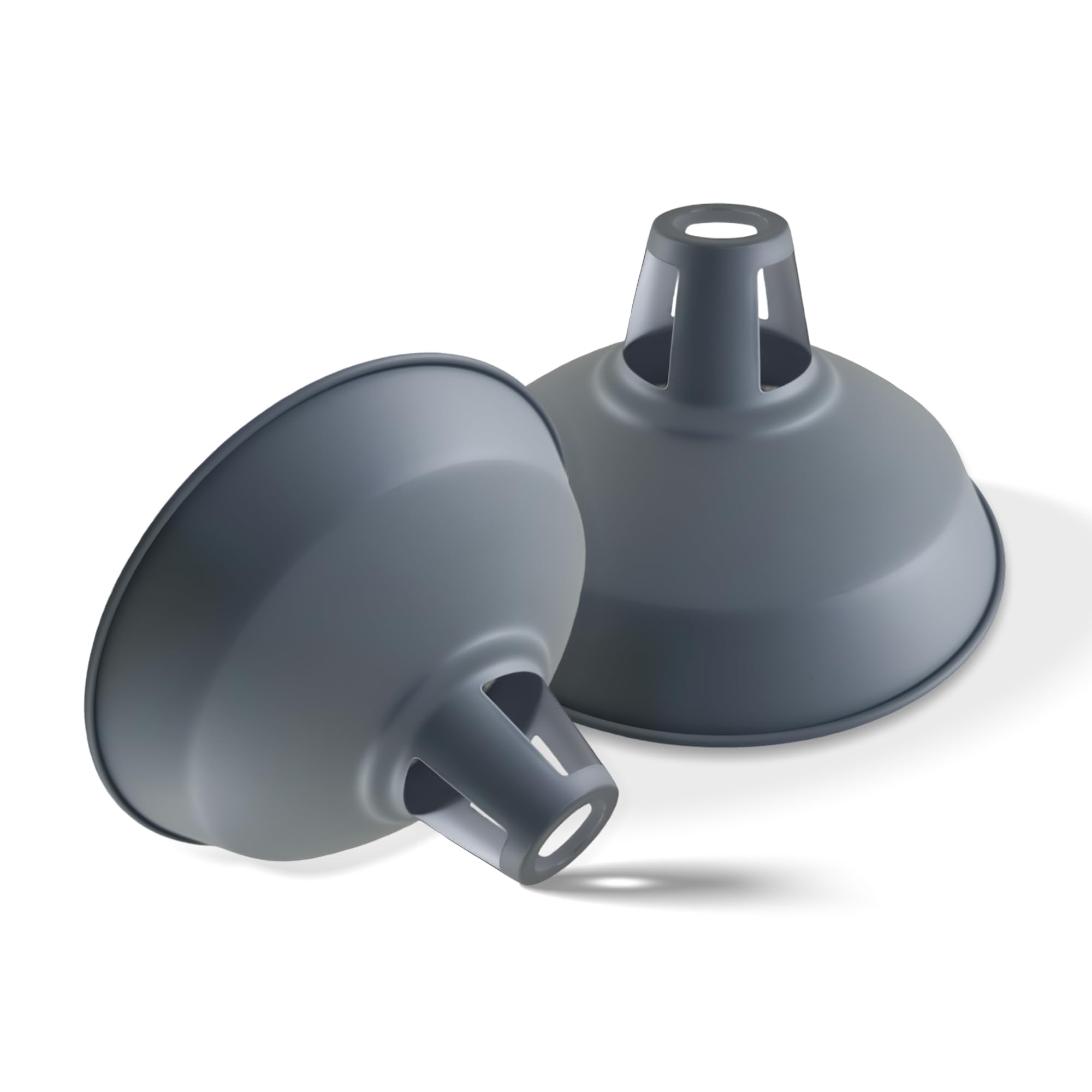 2 Pack Modern Grey Metal Lamp Shades Ceiling Light Shades, Easy Fit Lampshades, for Vintage Industrial Pendant Lights Bedroom, Kitchen, Bathroom Replacement Shade