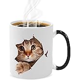 Caliamary Heat Changing Mug, Funny Cat Heat Changing Ceramic Coffee Mug, 11 oz Heat Sensitive Color Changing Coffee Mug Cup, Cute Xmas Gift Mug for Women Men Kids… (Cat)