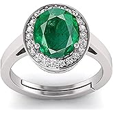 LMDPRAJAPATIS Natural 8.00 Ct Lab Certified Emerald Panna 925 Sterling Silver Oval Shape Adjustable Ring