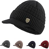 LLmoway Men Women Winter Knit Visor Cuff Beanie Fleece Lined Warm Ski Skull Cap
