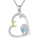 Dralox Cute Animal Gifts 925 Sterling Silver Heart Pendant Jewelry duck/chicken/hedgehog/horse/dog/lizard Necklace Cute Animal Pendant Jewelry for Women