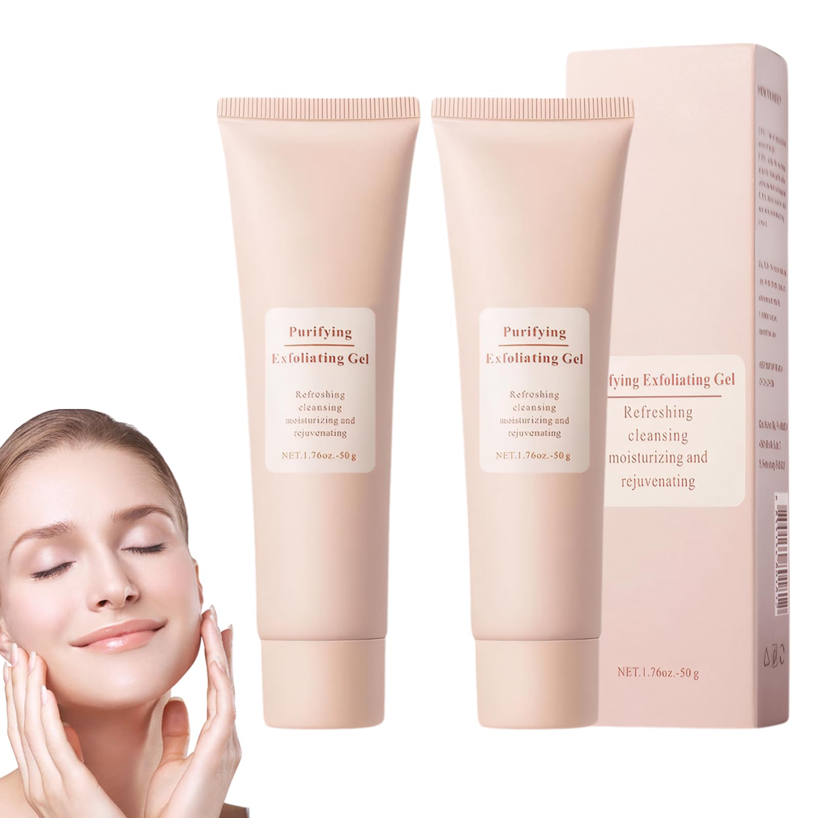 2-Pack Purifying Exfoliating Gel Purifying Cream 50g/Bottle Purifying Cream Purifying Exfoliating Gel Moisturizes the Skin Gentle Cleansing Unisex Suitable for Facial and Body Exfoliation