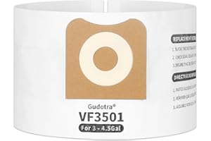 Gudotra 10 Packs VF3501 Vacuum Bags Compatible with Ridgid Shop Vacuum bags 3, 4 and 4.5 Gallon Rigid Size C Vacuum Bags Replace Part 23738 WS32045F