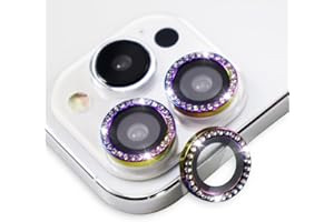 BONVAN for iPhone 15 Pro / 15 Pro Max Camera Lens Protector Bling Glitter Diamond Metal Crystal Tempered Glass Screen Accessories Rhinestones Lens Cover for iPhone 15 Pro/Pro Max (Colorful)