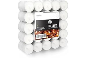 Ferris Unscented Tealight Candles – 50-Pack, 8-Hour Clean Long Burn, Cotton Wick, Lead-Free Wax – Tea Lights for Home, Thanksgiving Decor, Wax Warmers – Ideal for Outdoor Christmas Decorations