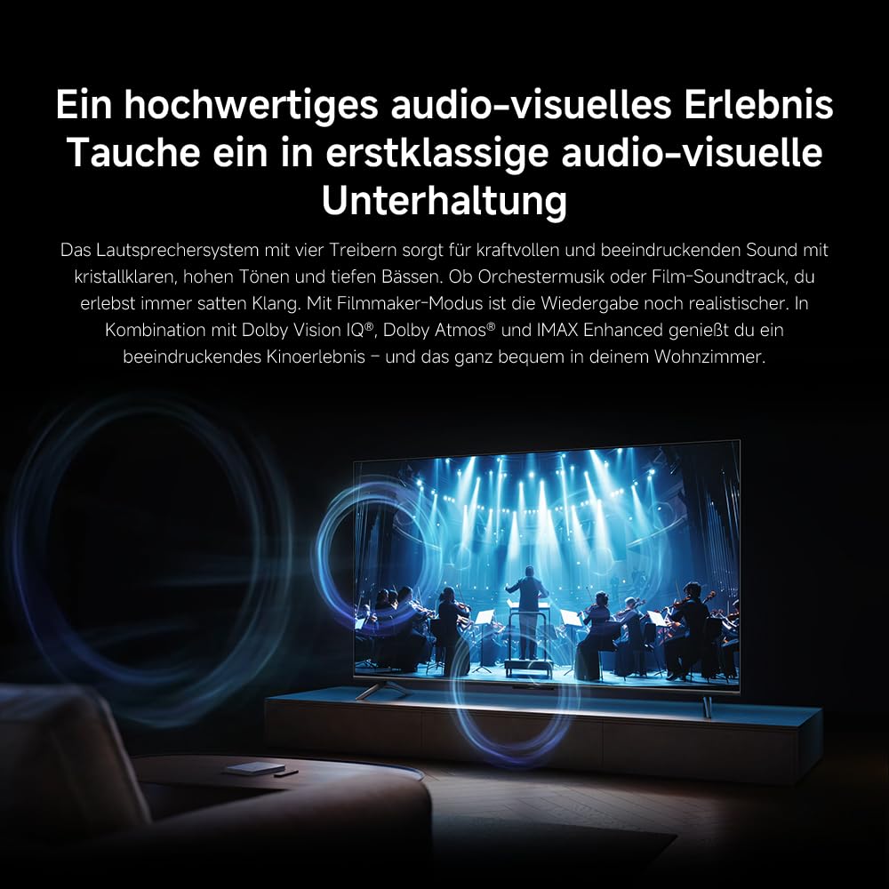 XIAOMI TV S Mini LED 65 Zoll (165 cm), 4K UHD Smart TV, 144Hz (240Hz Game Boost Mode), Dolby Atmos & Vision, HDR10+, Triple Tuner, DVB-C/S/S2/T/T2, Google TV, MEMC, Airplay, Google Assistant 3