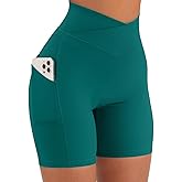 Yuerlian Women Seamless Booty Biker Shorts Cross Workout Shorts 5" High Waisted Shorts with Pockets