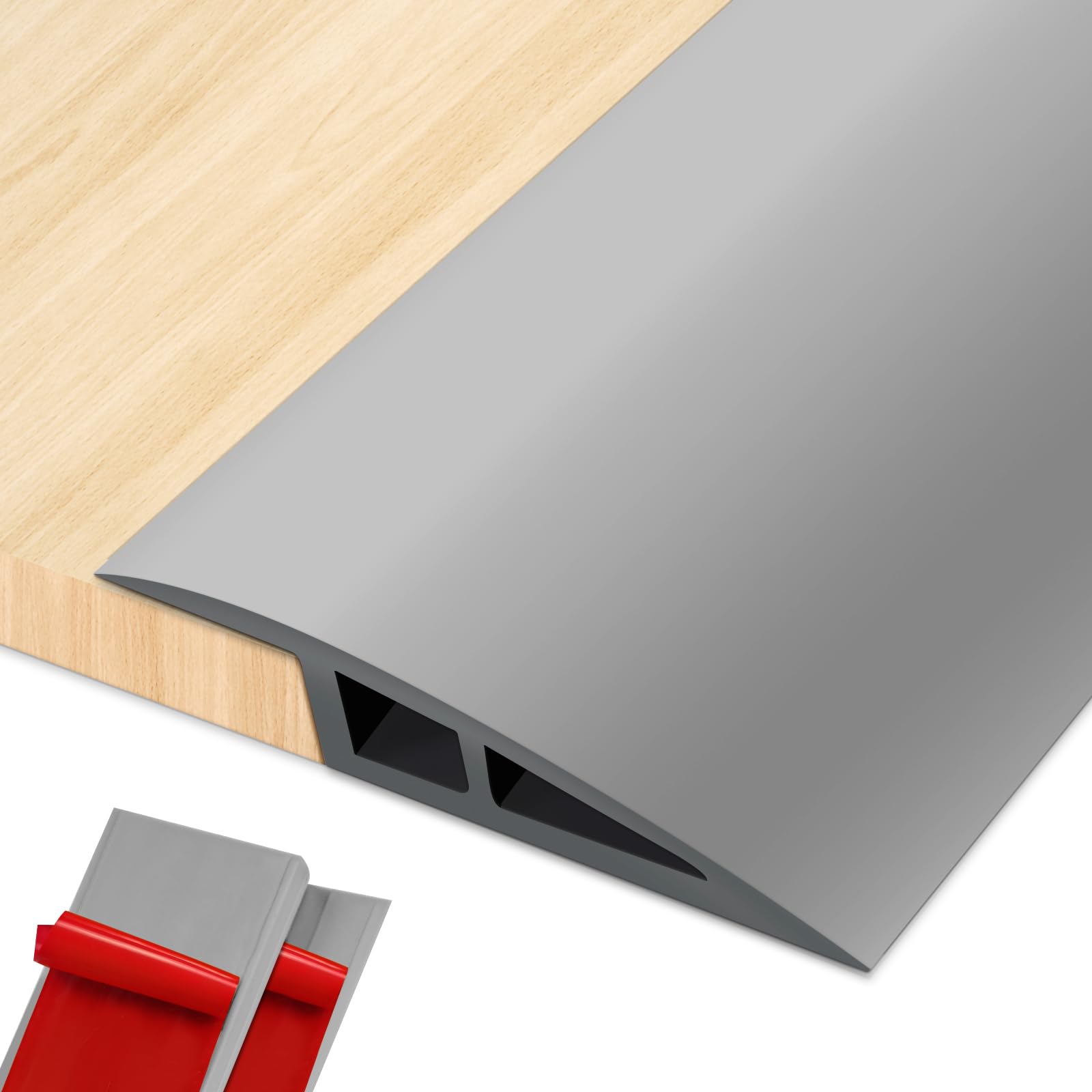 Vinyl-Door-Threshold-Ramp Door-Transition-Strip 36 inch, Threshold 1/2'' ~ 3/5'', Thresholds Ramps for Doorways, Wheelchair Ramp Edge-Reducer Threshold-Transition-Strip for Home/Door/Floor (Grey)