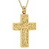XSMZB Cross Urn Necklace for Ashes for Women Men Tree of Life Cross Cremation Jewelry Keepsake Pendant for Ashes of Loved One