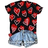 Valentines Day Shirts for Women Womens Heart Graphic T-Shirt in My Valentine Era Printed Pattern Tee Tops