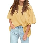 Tankaneo Womens Oversized Puff Short Sleeve T Shirt Summer Casual Crew Neck Tunic Tops Loose Fit Basic Tees