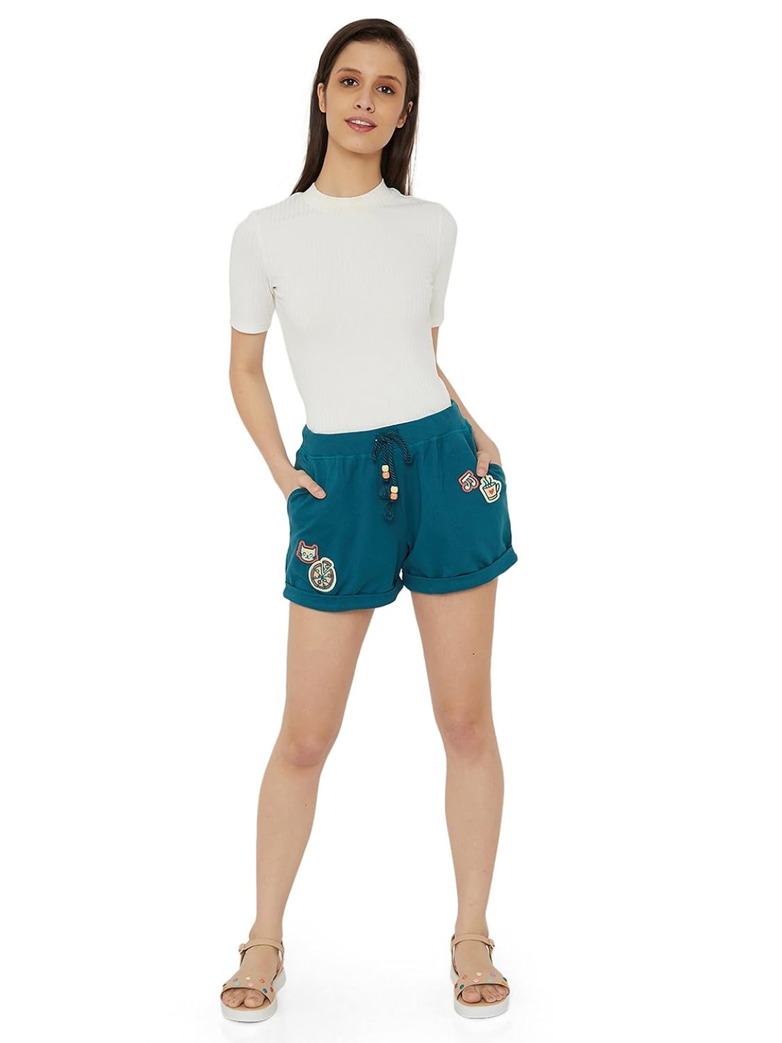 chumbak happy weekend dark teal lounge short